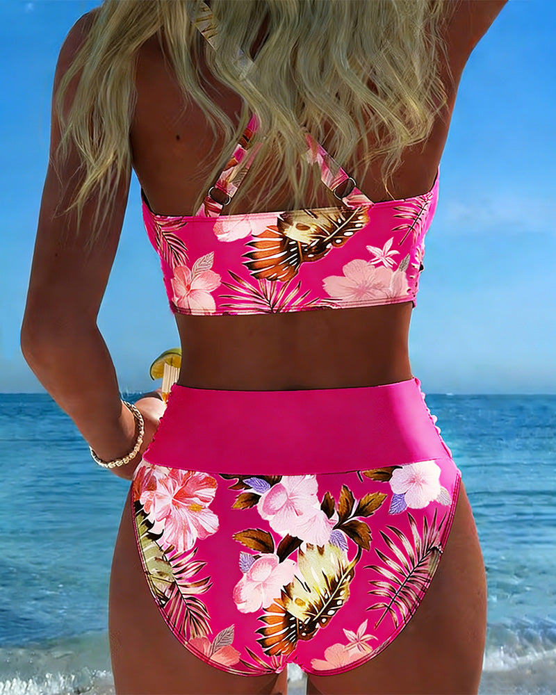 Jolina | Bikini à Fleurs Contrasté