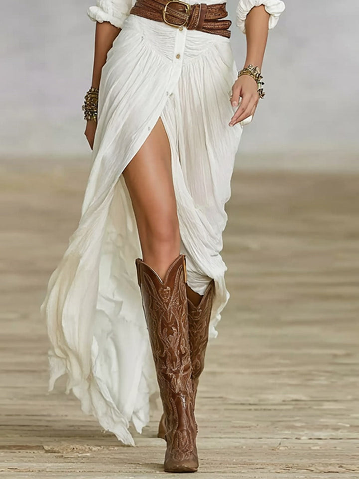 Lunori™ Soléane | Robe Midi Plissée Élégante