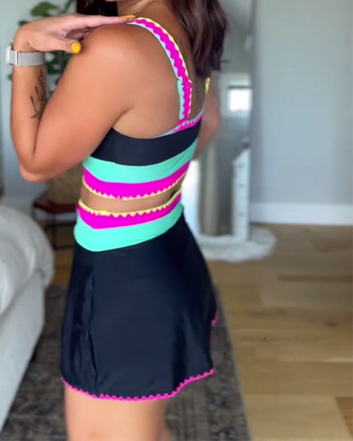 Myra | Maillot de bain élégant en trois pièces avec blocs de couleur