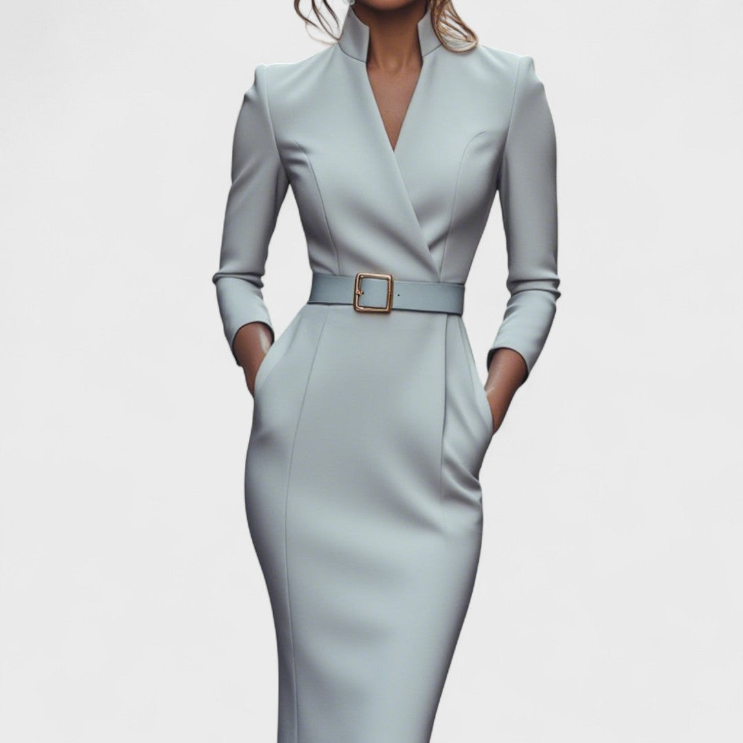 Lunori™ | Mandarin Luxe – Robe maxi avec ceinture