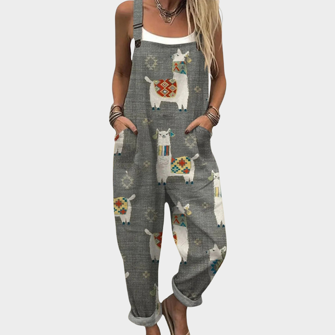Pantalon à bretelles imprimé et confortable