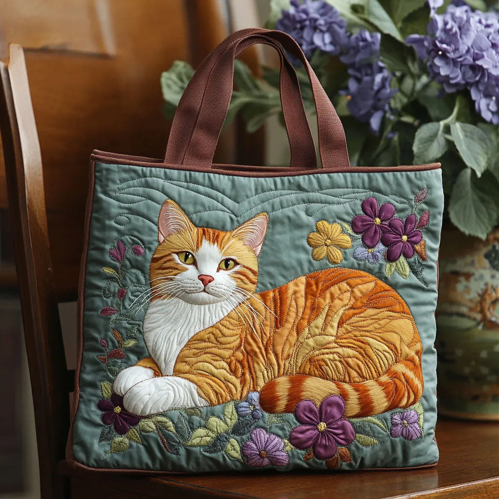 Sac artisanal chat orange fait main – design félin charmant – Aveline Lyon
