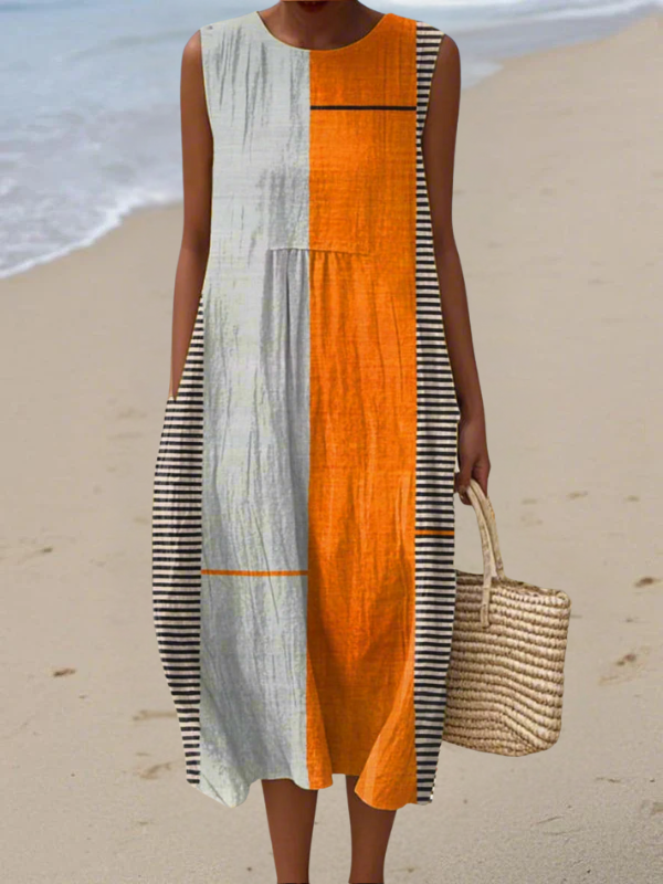 Ana | Robe Midi avec Blocs de Couleurs