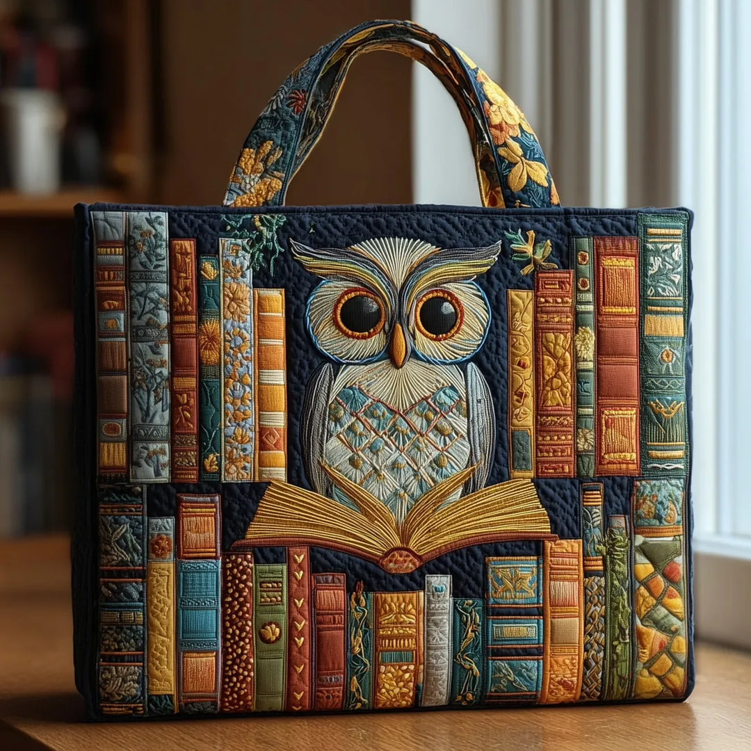 Sac artisanal hibou et livres anciens fait main – design mystérieux lettré – Aveline Lyon