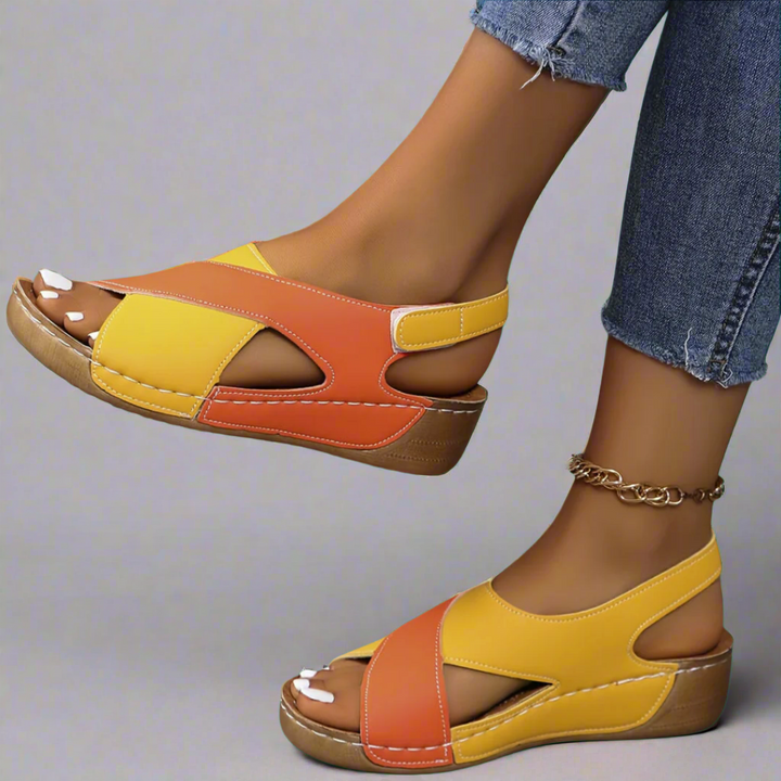 Remi | Sandales à talon ouvert colorblock