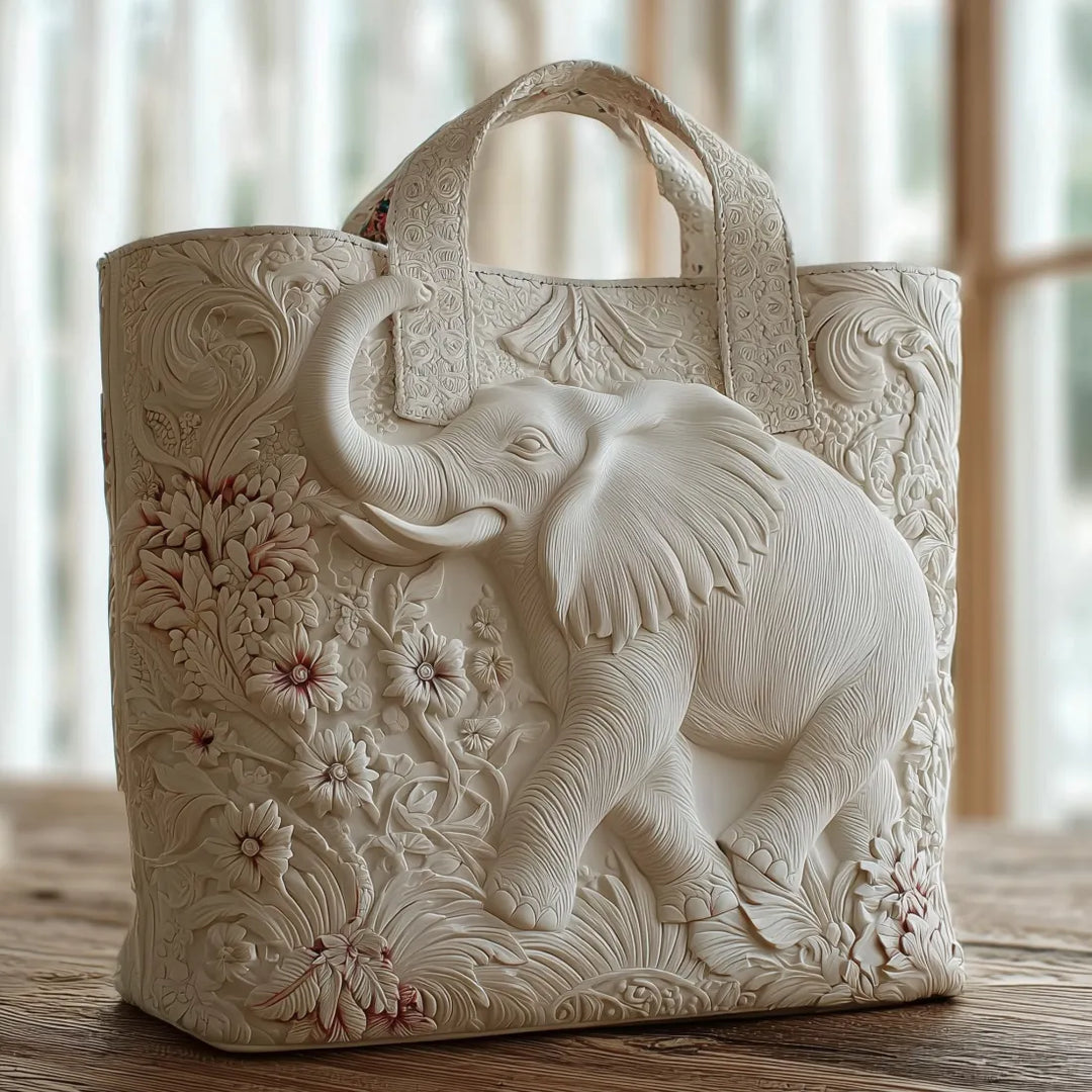 Sac artisanal éléphant fait main – design animalier majestueux – Aveline Lyon