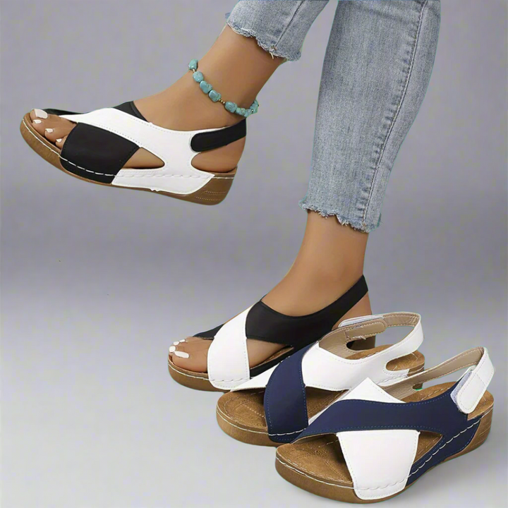Remi | Sandales à talon ouvert colorblock