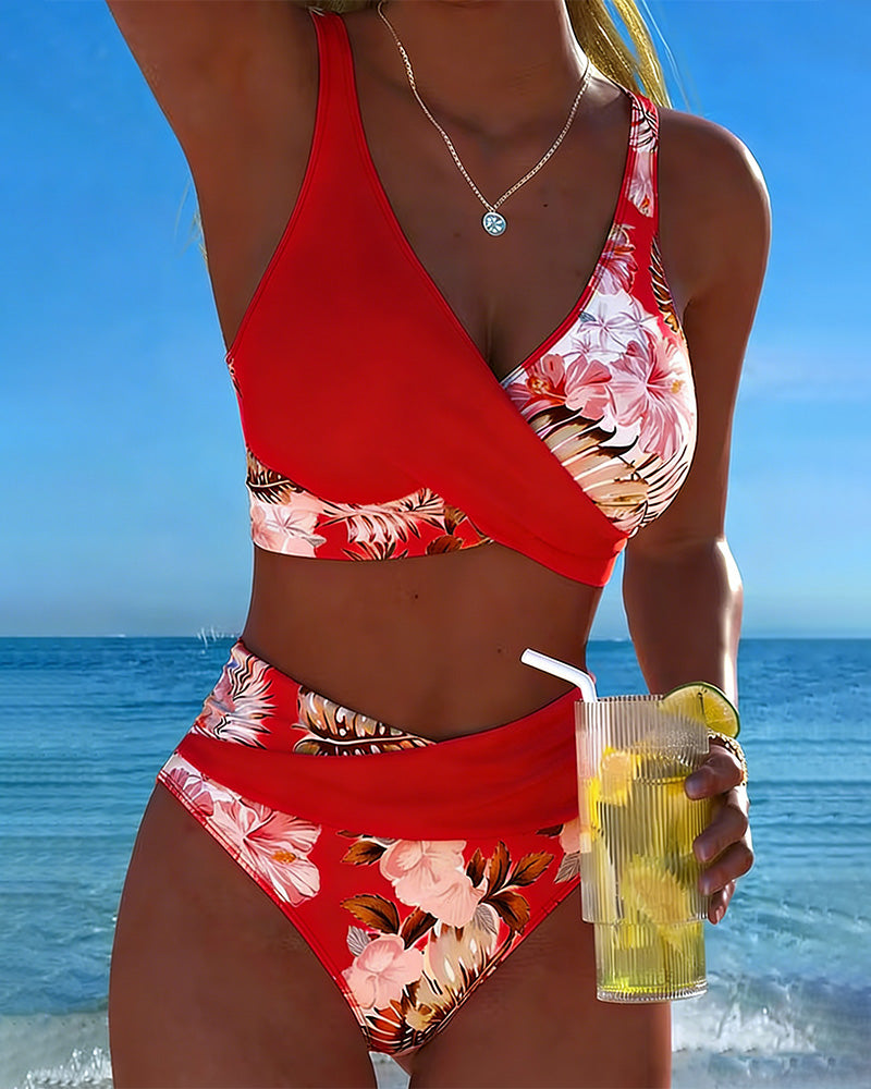 Jolina | Bikini à Fleurs Contrasté