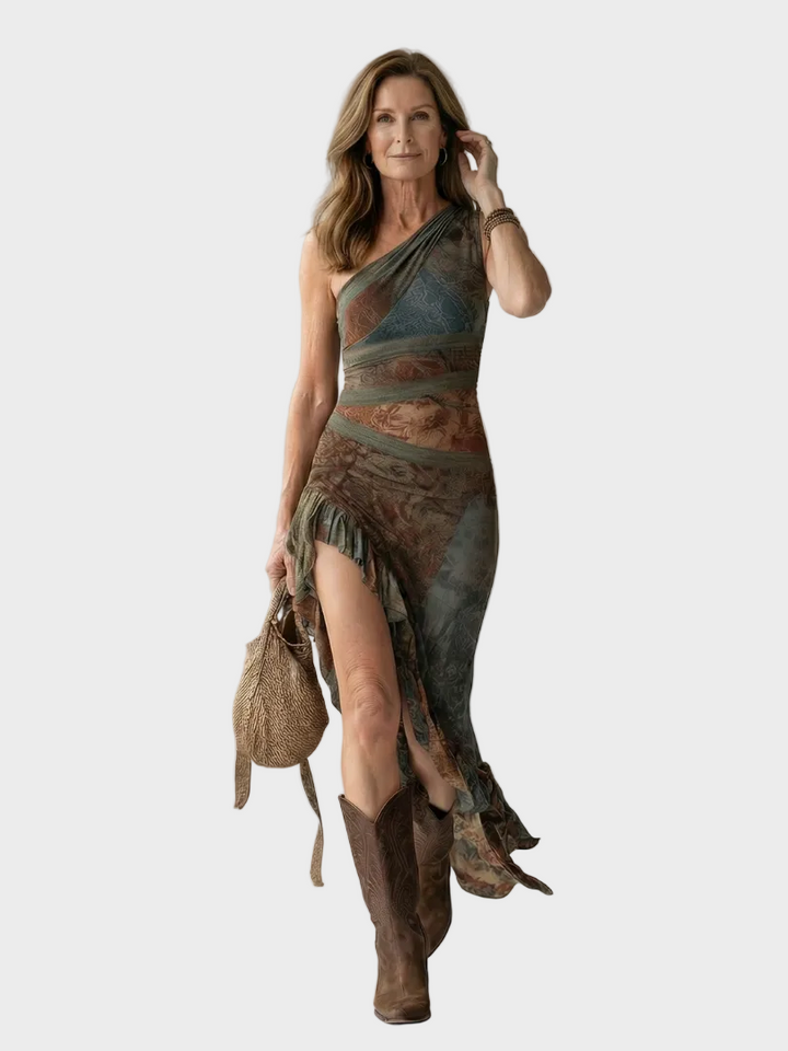 Zalia robe midi drapée femme – style élégant et délicat – Aveline Lyon