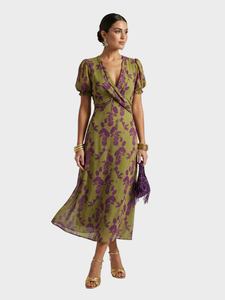 Virel robe midi florale détendue femme – style casual élégant – Aveline Lyon