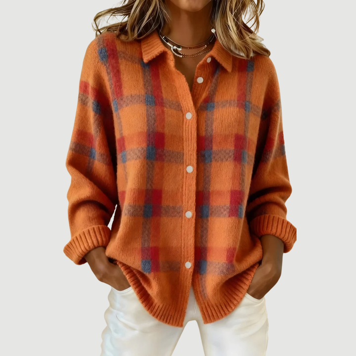 TESSA | GILET EN MAILLE À CARREAUX