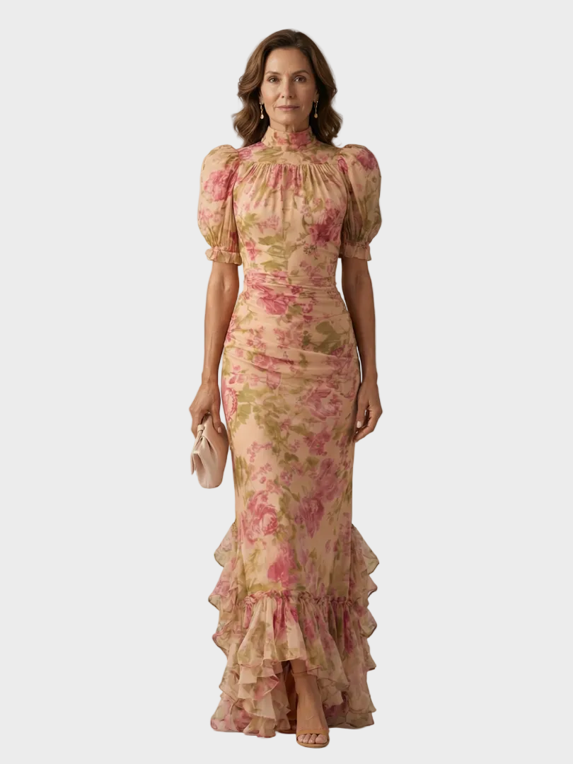 Vianne robe maxi col montant doux femme – style chic et raffiné – Aveline Lyon