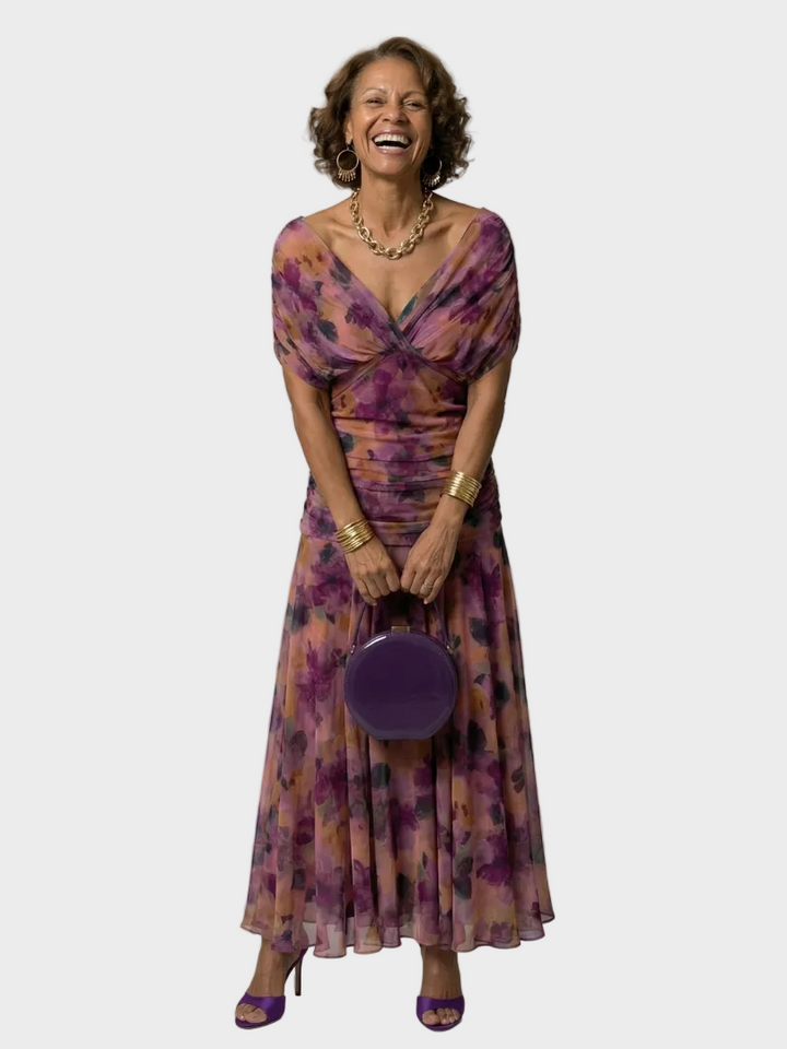 Calen robe midi fluide épaule dégagée femme – style romantique estival – Aveline Lyon