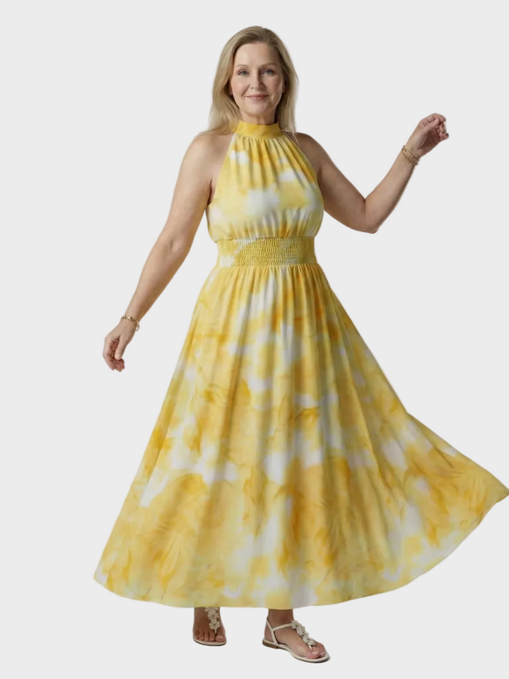 Sylin robe midi bretelles froncées femme – style estival et féminin – Aveline Lyon