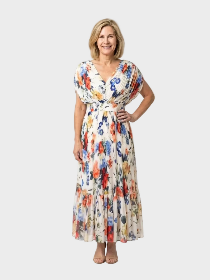 Savannah robe midi plissée florale femme – style chic et tendance – Aveline Lyon