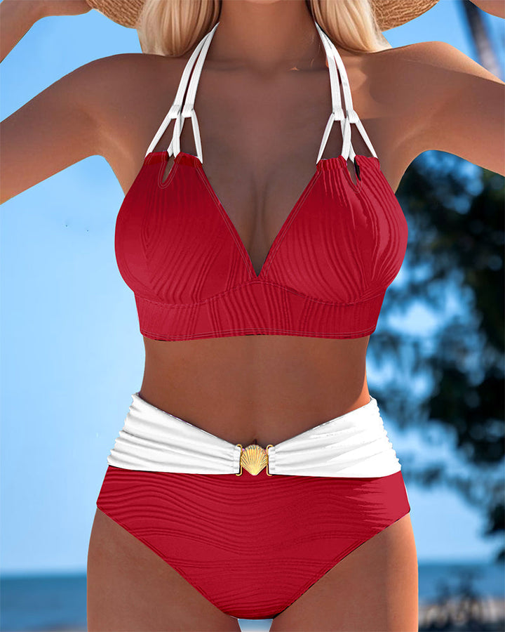 Lily | Maillot de bain taille haute à double bretelle avec couleur contrastante