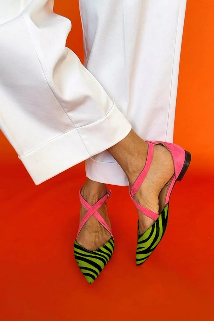 Alana | Ballerines à Bretelles Croisées Imprimé Zèbre