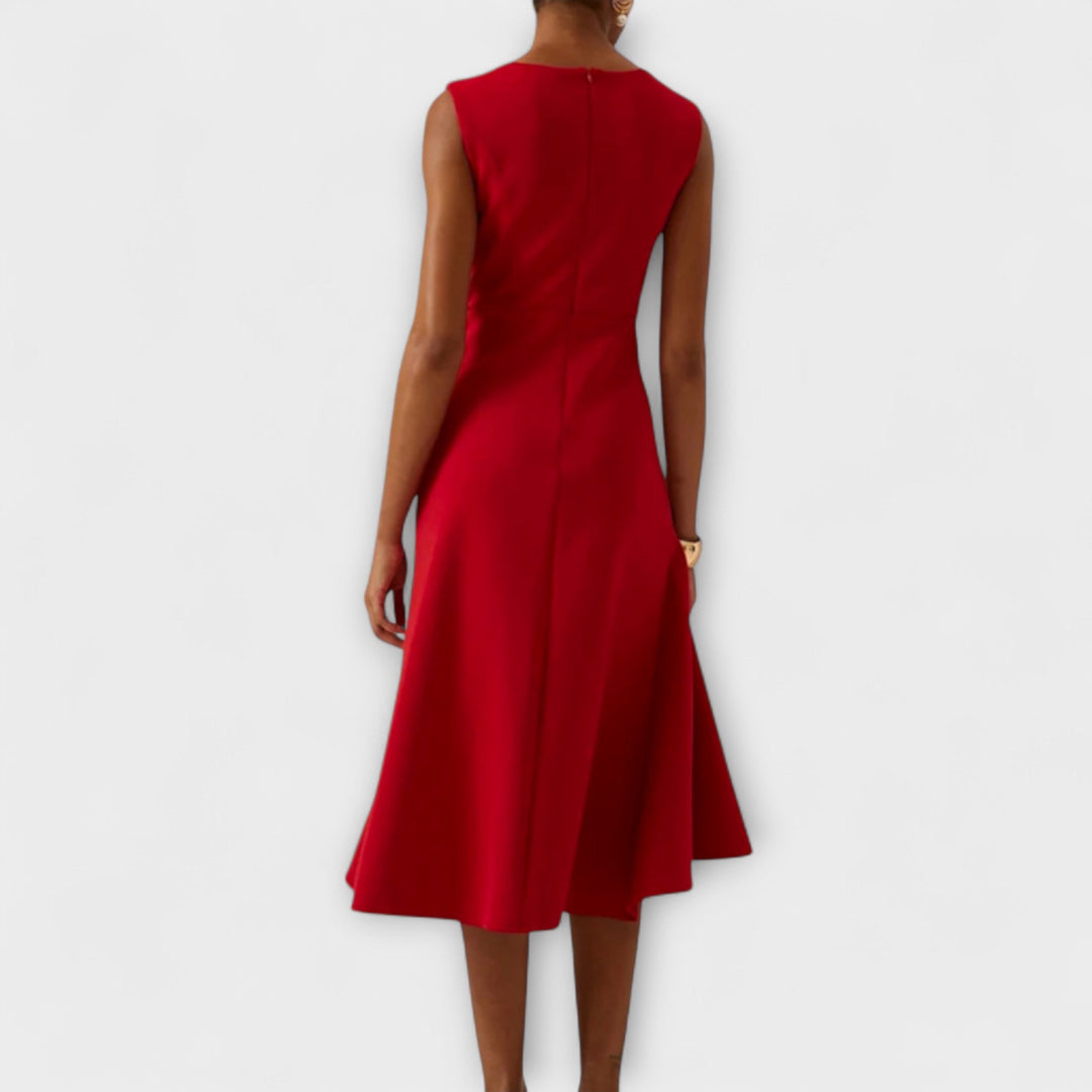 Élise - Robe midi asymétrique drapée