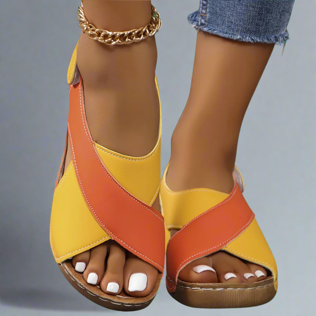 Remi | Sandales à talon ouvert colorblock