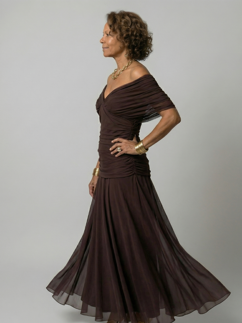 Calen | Robe Midi Fluide à Epaule Dégagée