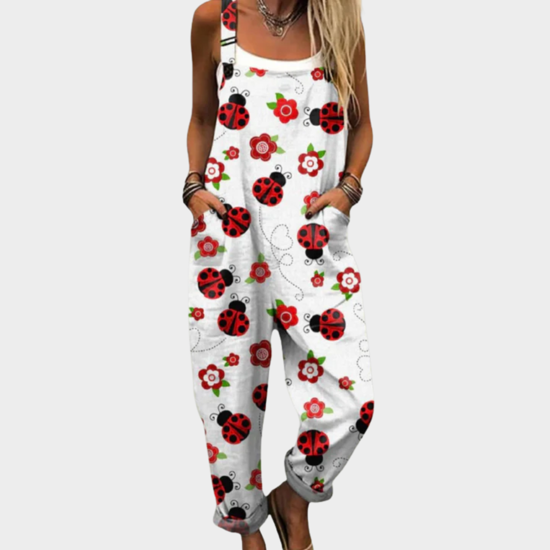Pantalon à bretelles imprimé et confortable