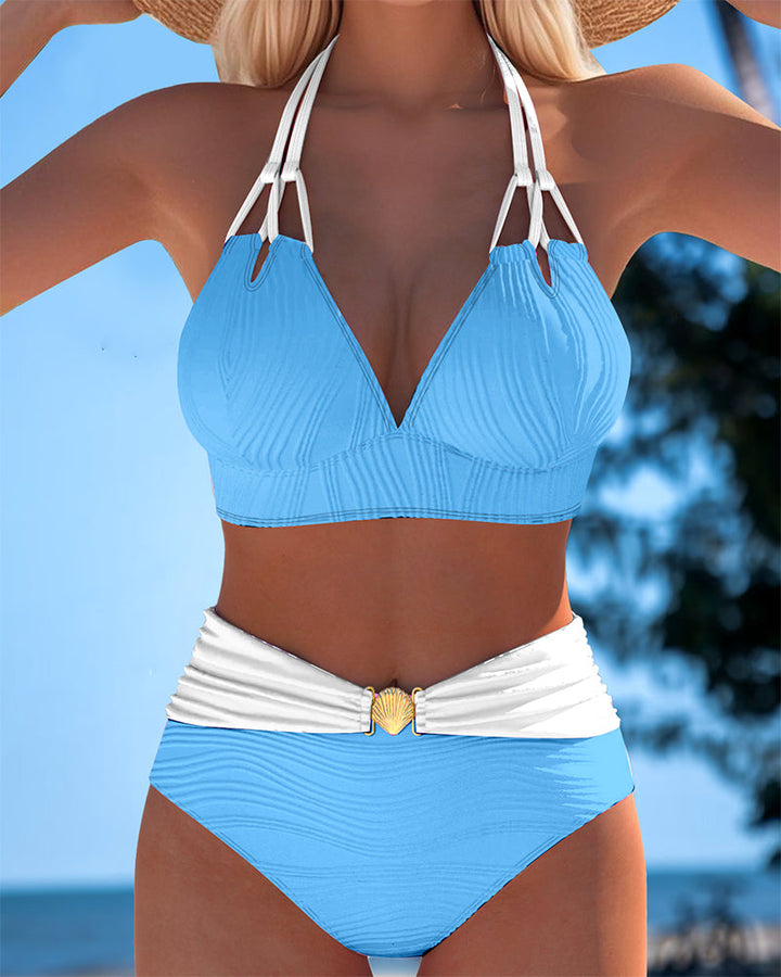 Lily | Maillot de bain taille haute à double bretelle avec couleur contrastante