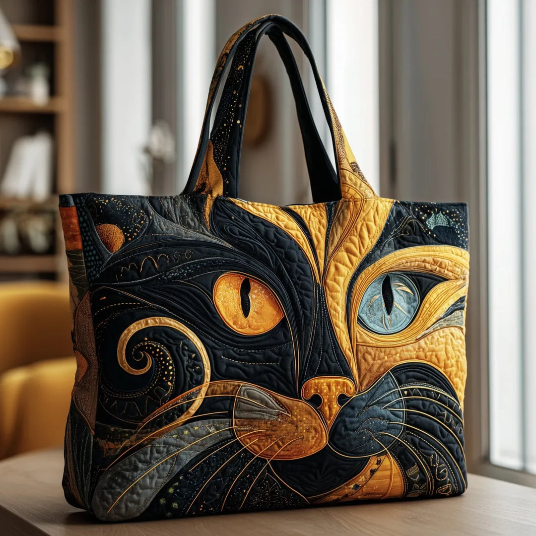 Sac artisanal chat mystérieux fait main – design félin énigmatique – Aveline Lyon