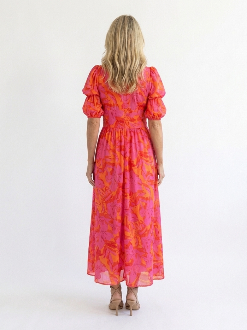 Willow | Robe Midi Fleurie à Manches Bouffantes