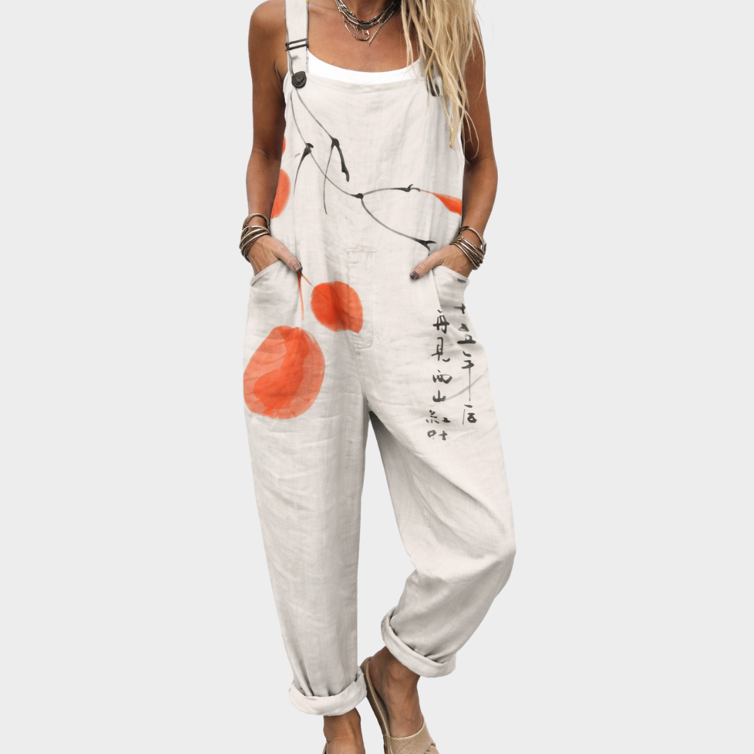 Pantalon à bretelles imprimé et confortable