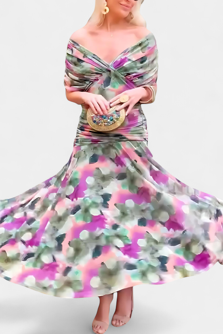 Robe Florale Longue Alondraa™ avec Décolleté en V