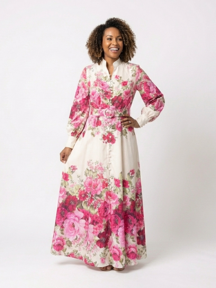 Kennedy | Robe Maxi Fleurie à Ceinture