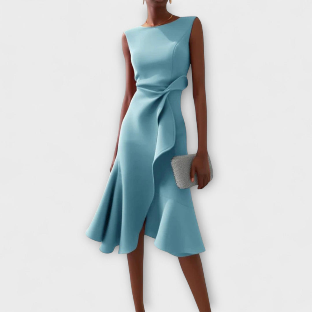 Élise - Robe midi asymétrique drapée