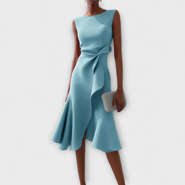 Élise - Robe midi asymétrique drapée