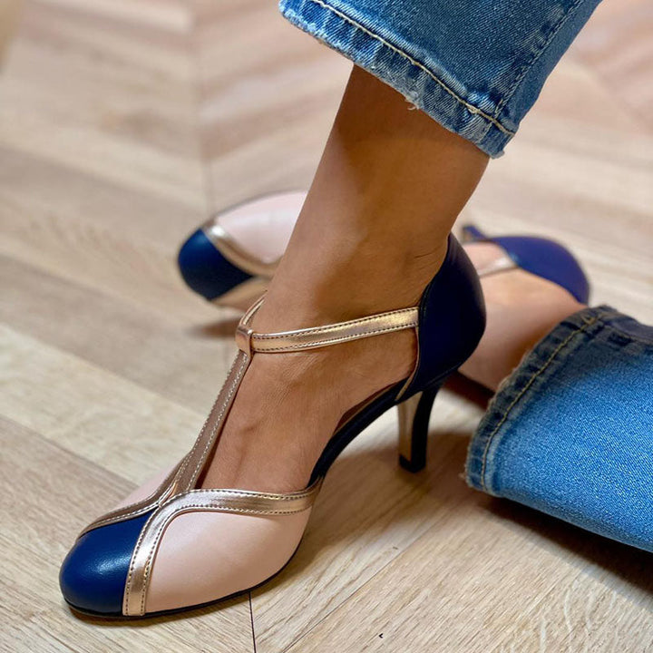 Alessia™ | Chaussures à talons T-Strap colorées et confortables avec bout rond