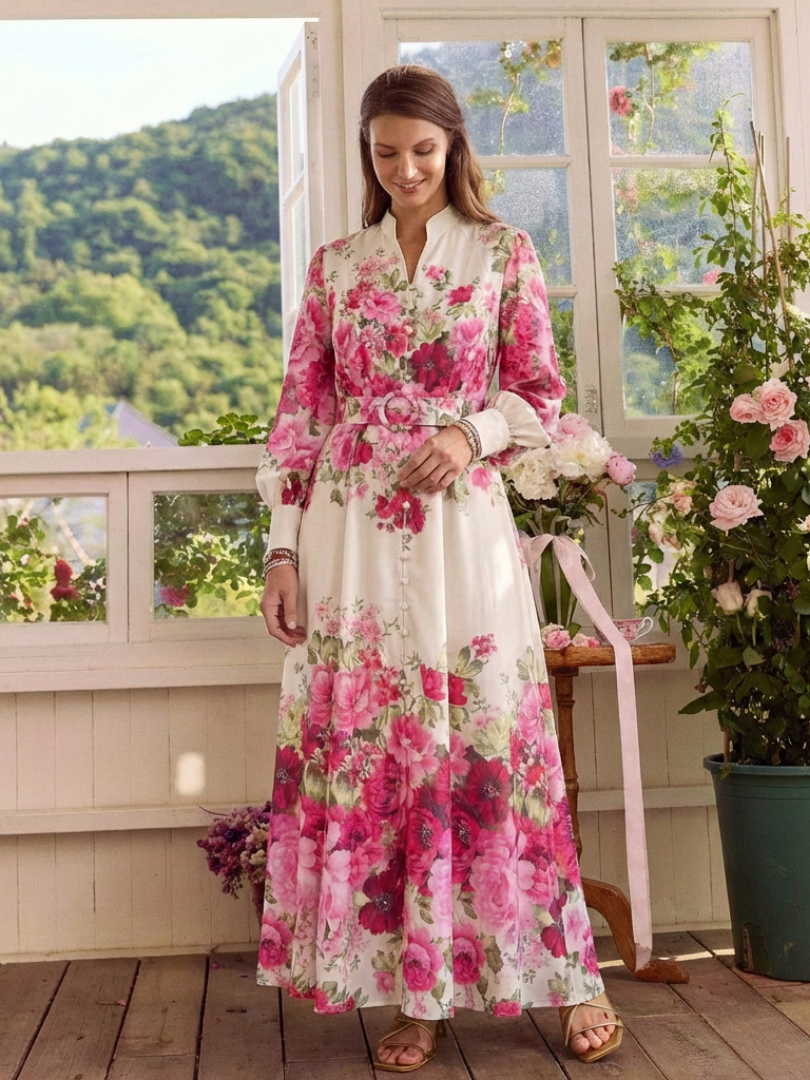Kennedy | Robe Maxi Fleurie à Ceinture