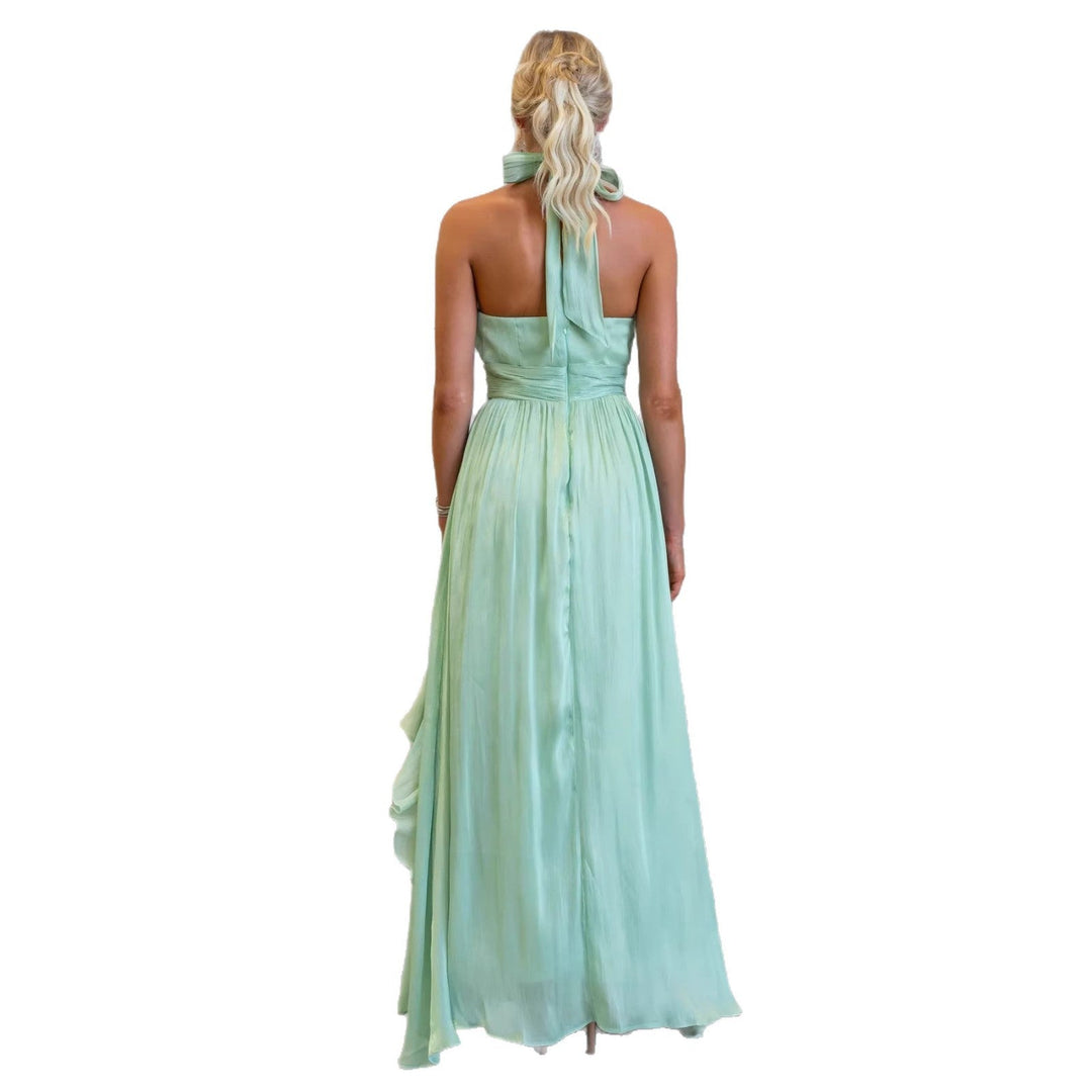 Celestia | Robe Maxi à Col Halter Volanté