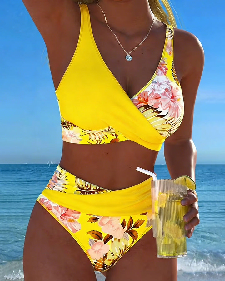 Jolina | Bikini à Fleurs Contrasté