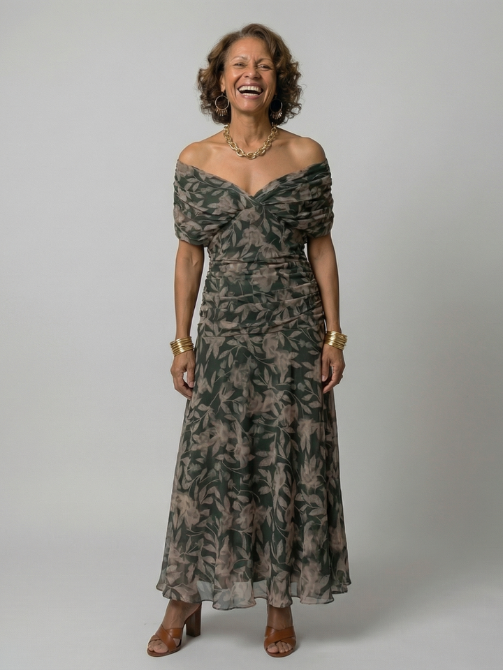 Calen | Robe Midi Fluide à Epaule Dégagée