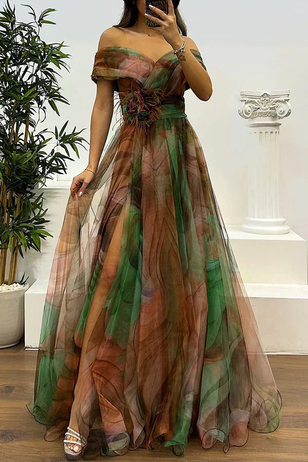 Juliet – Robe Maxi Élégante à Épaules Dégagées