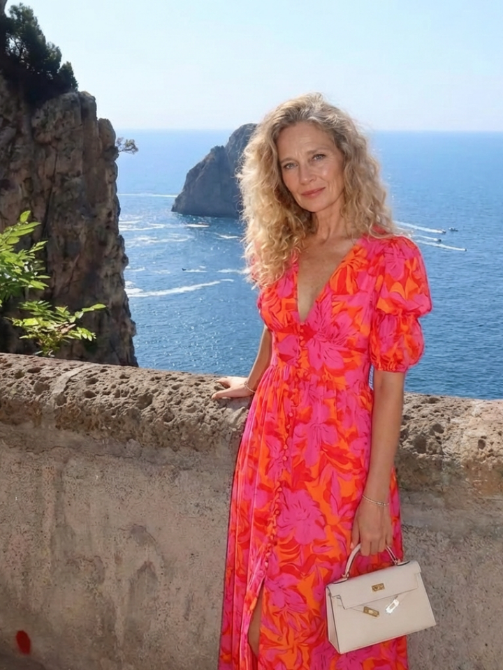 Willow | Robe Midi Fleurie à Manches Bouffantes