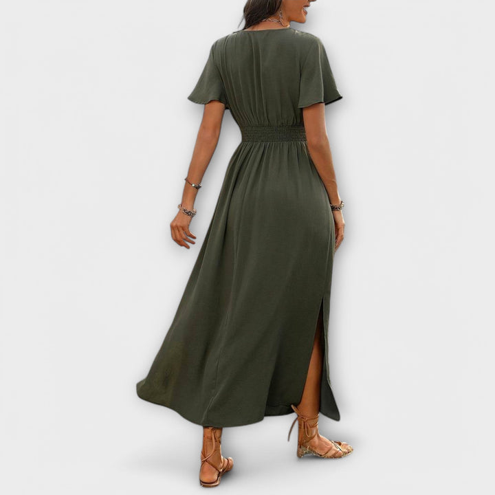 Heather - Robe Boho Élégante avec Décolleté en V et Manches Longues