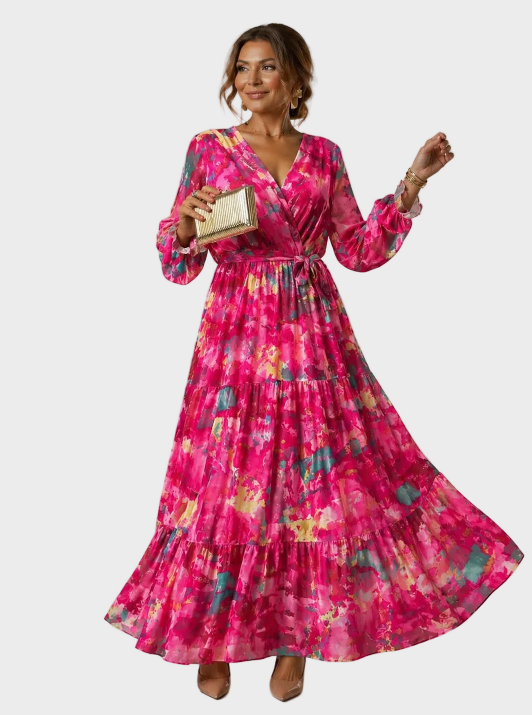 Sage robe fleurie enveloppante femme – imprimé fleuri naturel – Aveline Lyon