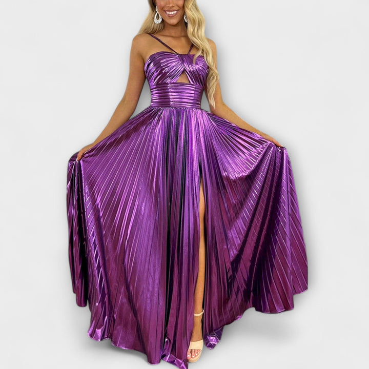 Robe Maxi en Tissu Métallique