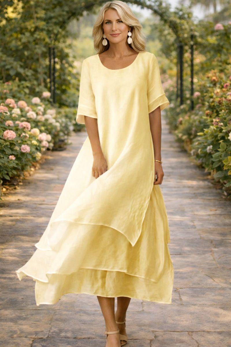 Léa - Robe midi fluide à volants légers