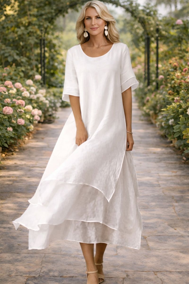 Léa - Robe midi fluide à volants légers