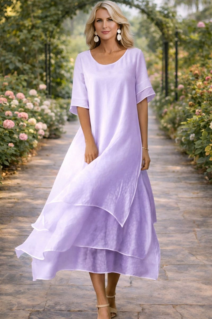 Léa - Robe midi fluide à volants légers