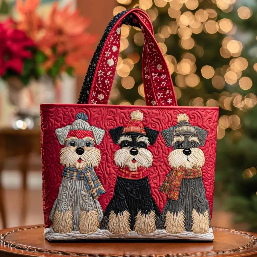 Sac artisanal trio de schnauzers fait main – design animalier charmant – Aveline Lyon