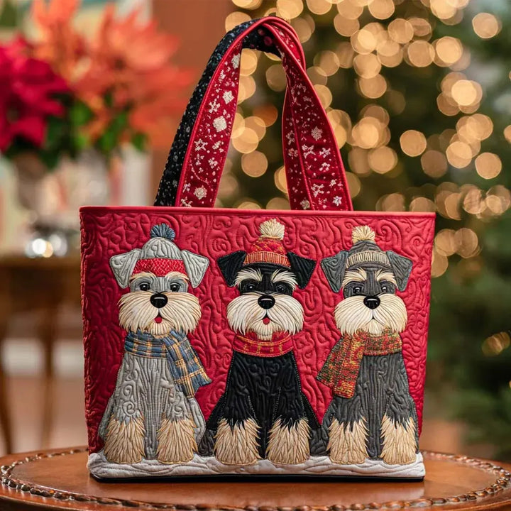 Sac artisanal trio de schnauzers fait main – design animalier charmant – Aveline Lyon