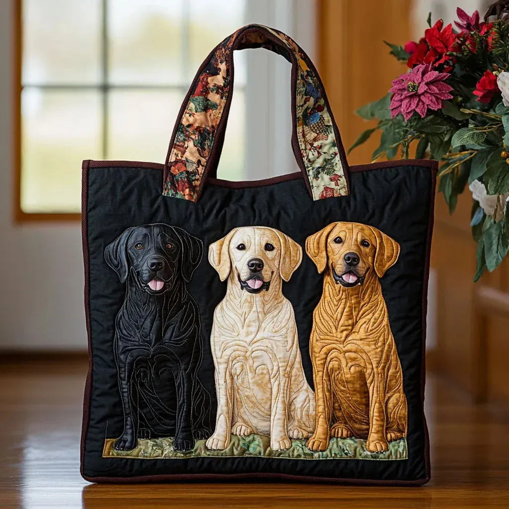 Sac artisanal trois labradores fait main – design animalier joyeux – Aveline Lyon