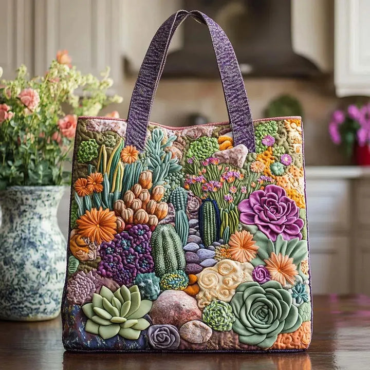 Sac artisanal jardin de succulentes fait main – design botanique moderne – Aveline Lyon